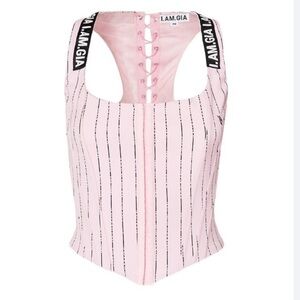 I am Gia Siobhan pink pinstripe corset